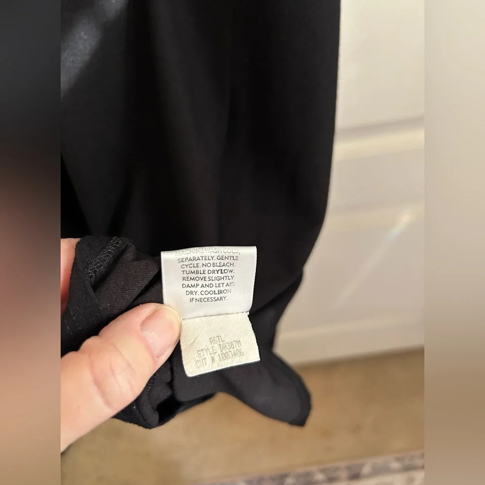 EILEEN FISHER Vintage A-Line Black Dress with Diamond Pattern Seams, Sz L - Picture 9 of 9